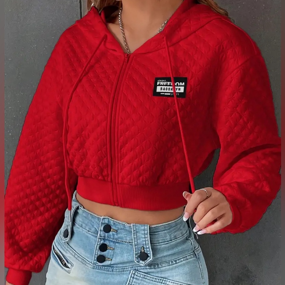 NWT! Pattern Crop Hooded Jacket